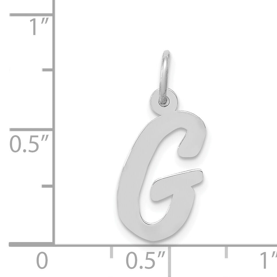 14k White Gold Medium Script Letter G Initial Charm-YC661G