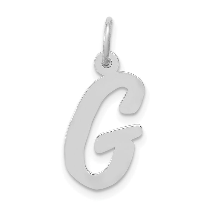 14k White Gold Medium Script Letter G Initial Charm-YC661G