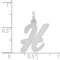 14k White Gold Medium Script Letter H Initial Charm-YC661H