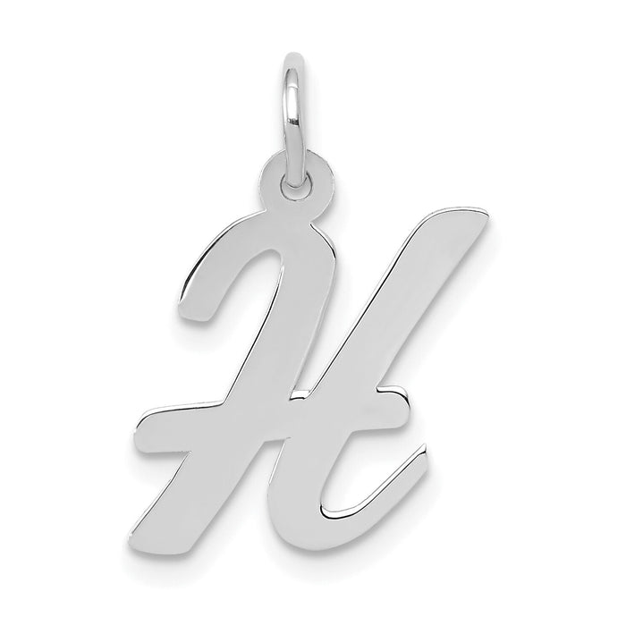 14k White Gold Medium Script Letter H Initial Charm-YC661H