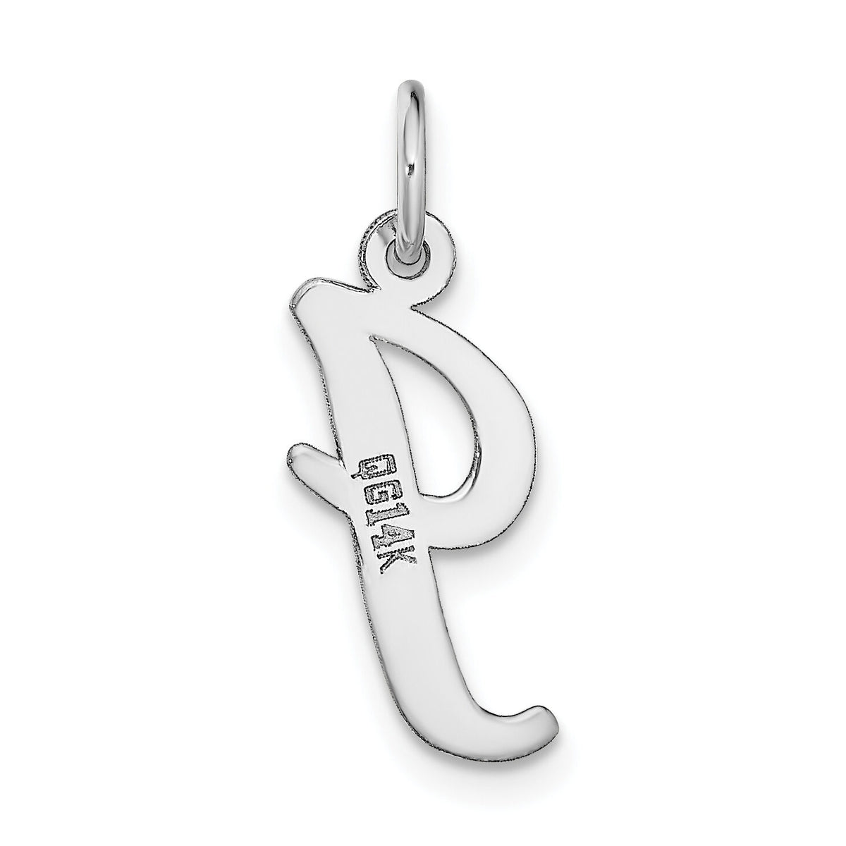 14k White Gold Medium Script Letter I Initial Charm-YC661I