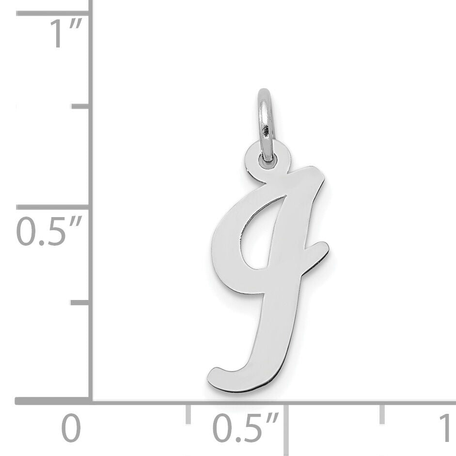 14k White Gold Medium Script Letter I Initial Charm-YC661I