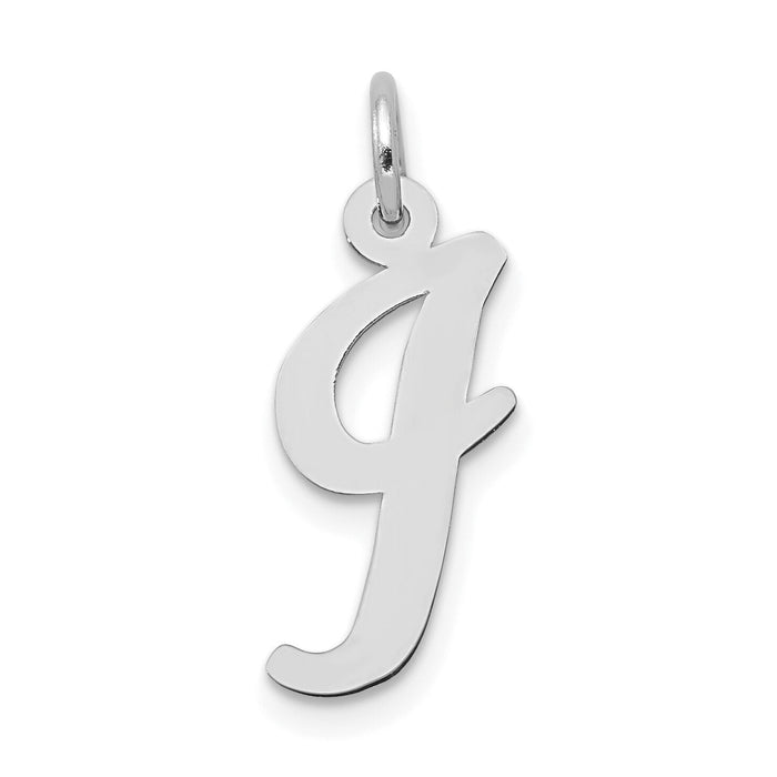 14k White Gold Medium Script Letter I Initial Charm-YC661I