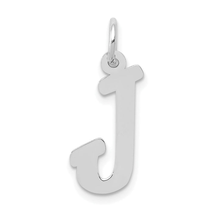 14k White Gold Medium Script Letter J Initial Charm-YC661J
