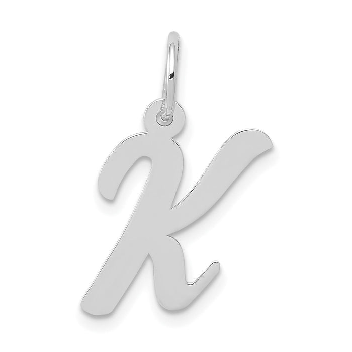 14k White Gold Medium Script Letter K Initial Charm-YC661K