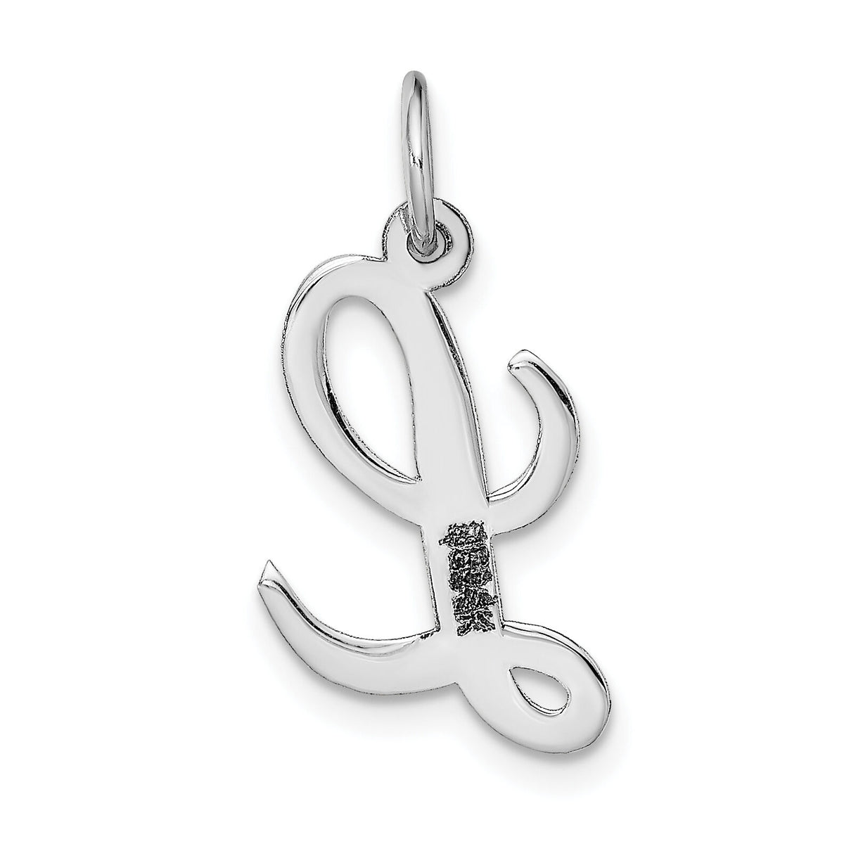 14k White Gold Medium Script Letter L Initial Charm-YC661L
