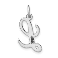14k White Gold Medium Script Letter L Initial Charm-YC661L