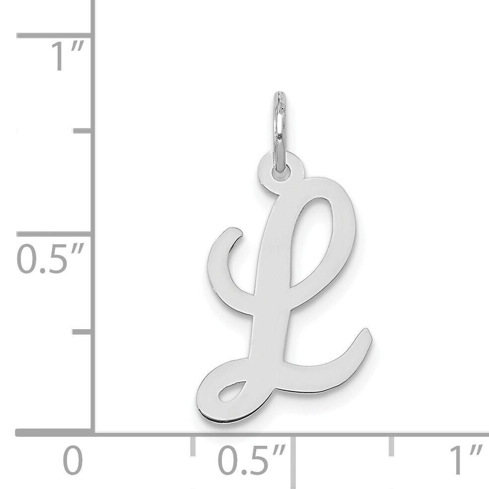 14k White Gold Medium Script Letter L Initial Charm-YC661L