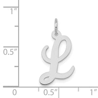 14k White Gold Medium Script Letter L Initial Charm-YC661L