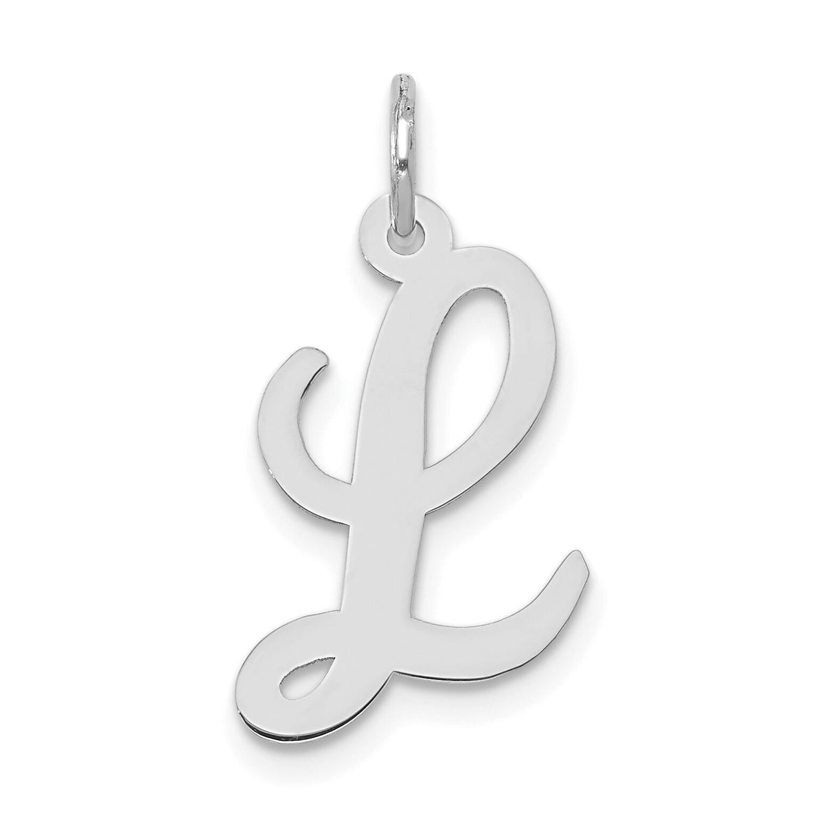 14k White Gold Medium Script Letter L Initial Charm-YC661L