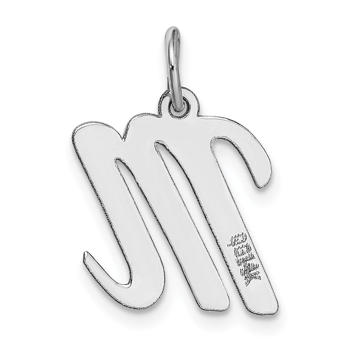 14k White Gold Medium Script Letter M Initial Charm-YC661M