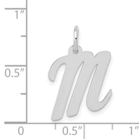 14k White Gold Medium Script Letter M Initial Charm-YC661M