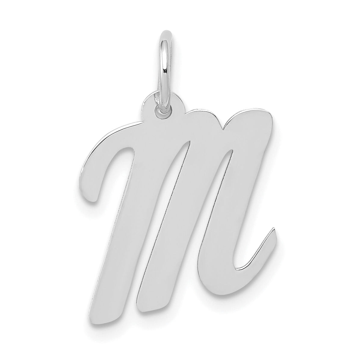 14k White Gold Medium Script Letter M Initial Charm-YC661M
