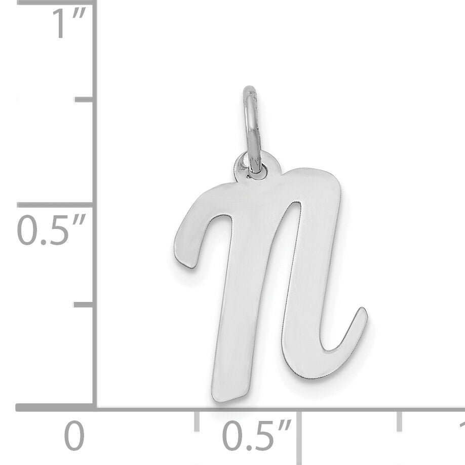 14k White Gold Medium Script Letter N Initial Charm-YC661N