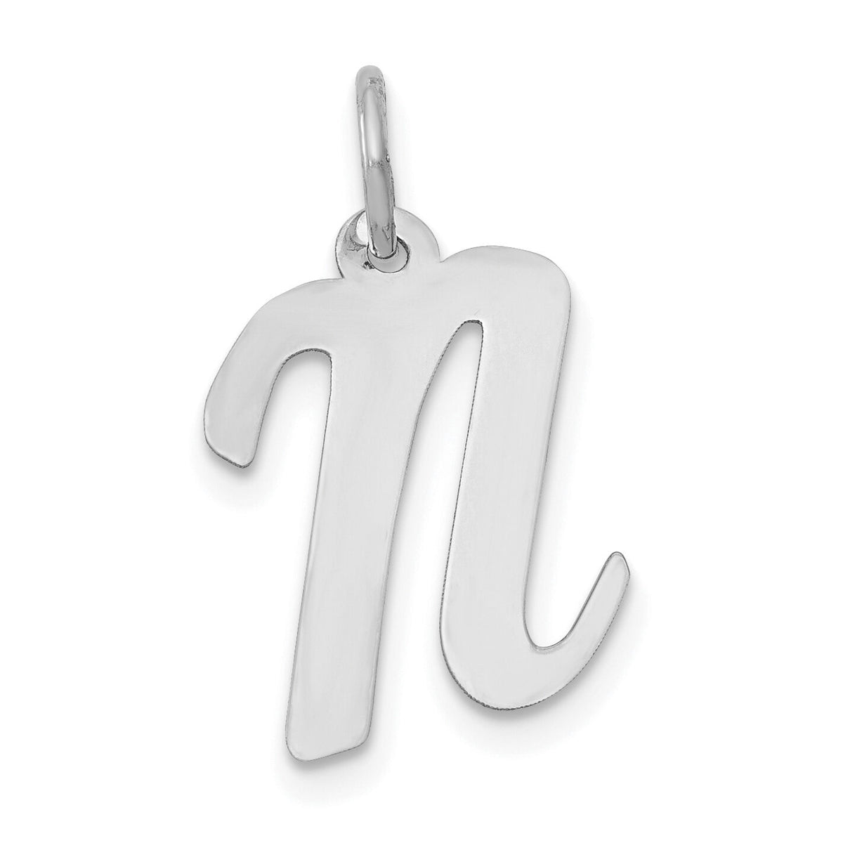 14k White Gold Medium Script Letter N Initial Charm-YC661N