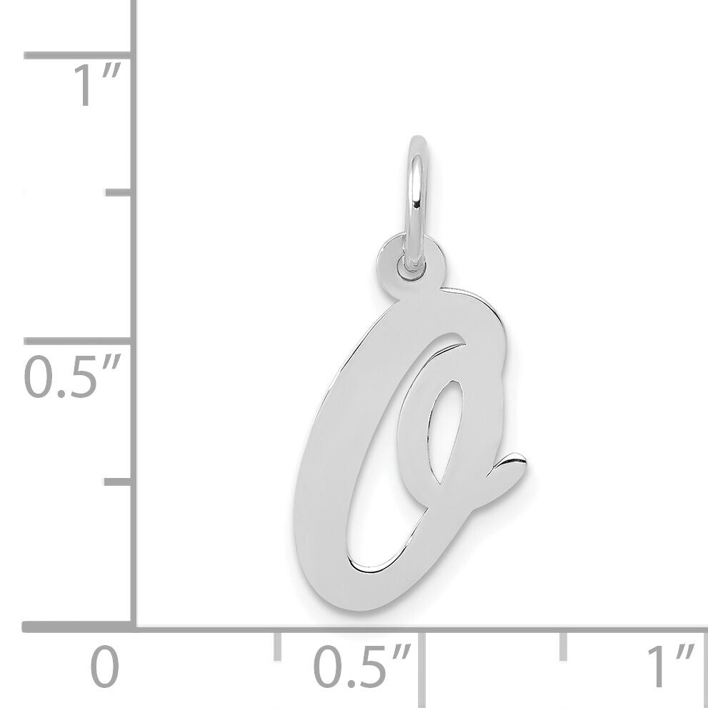 14k White Gold Medium Script Letter O Initial Charm-YC661O