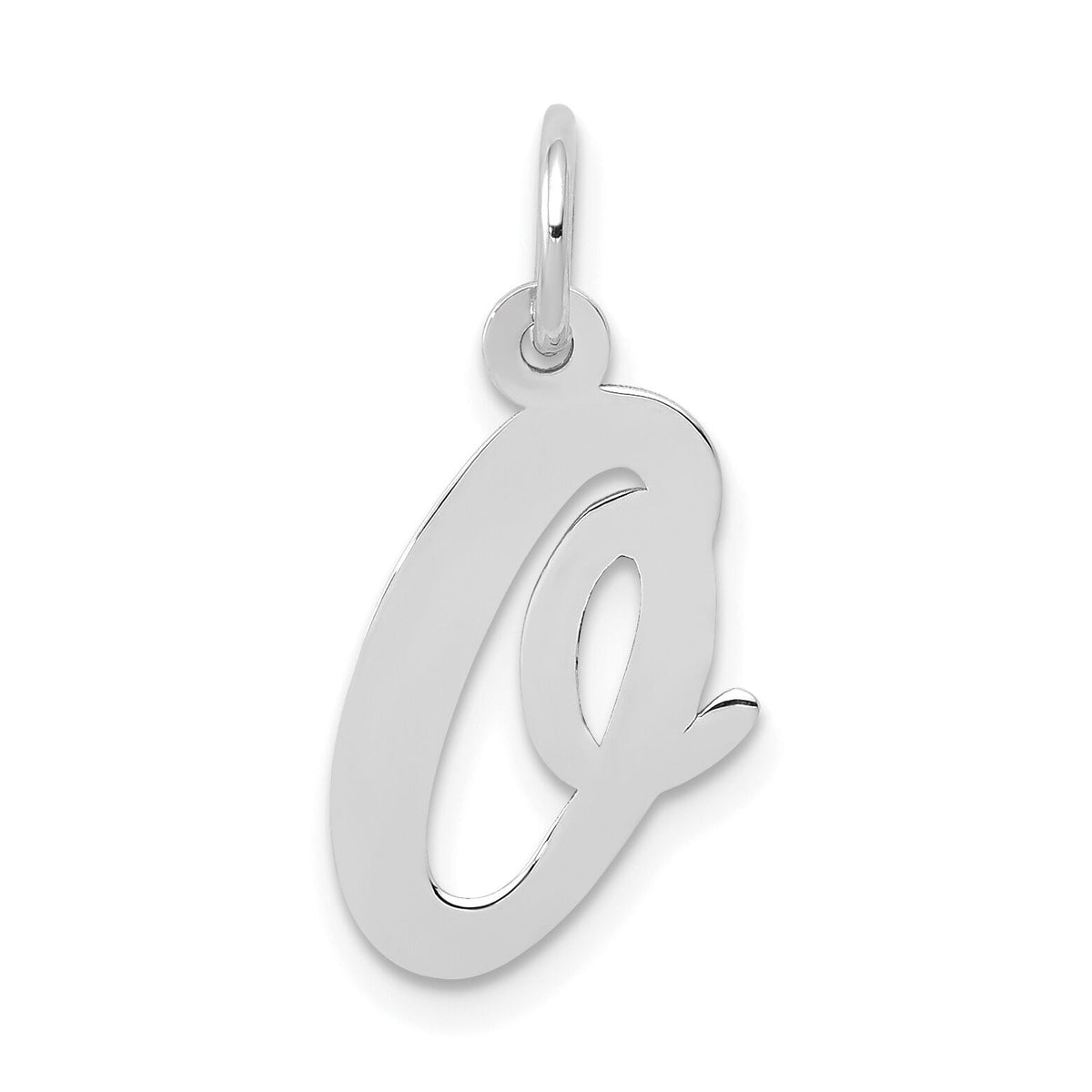 14k White Gold Medium Script Letter O Initial Charm-YC661O