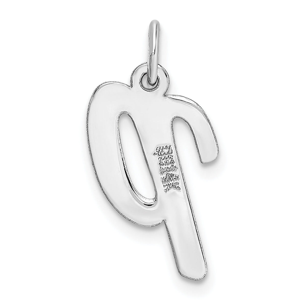 14k White Gold Medium Script Letter P Initial Charm-YC661P
