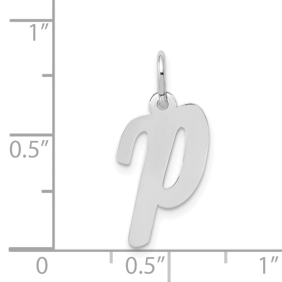 14k White Gold Medium Script Letter P Initial Charm-YC661P