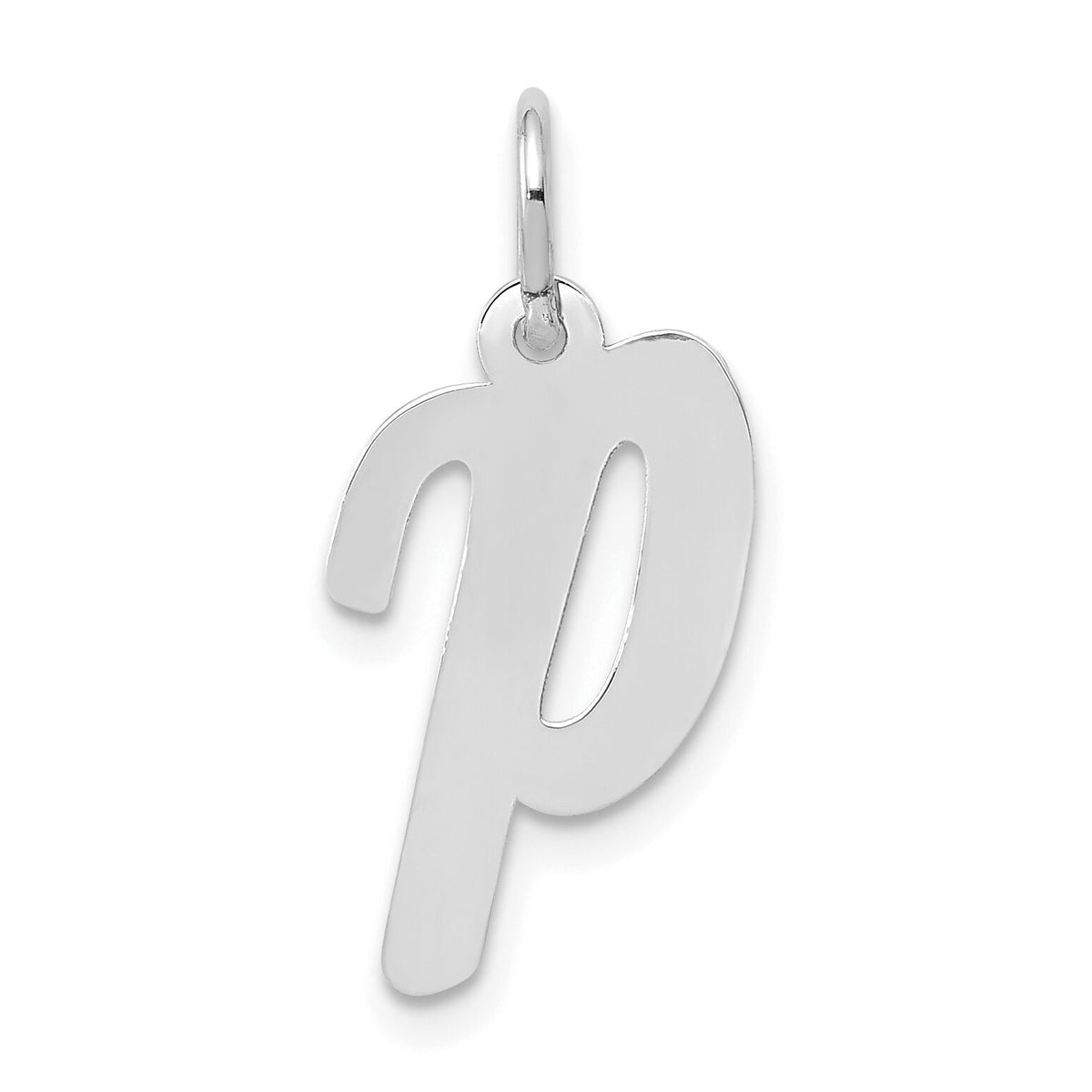 14k White Gold Medium Script Letter P Initial Charm-YC661P