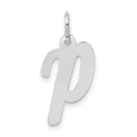 14k White Gold Medium Script Letter P Initial Charm-YC661P