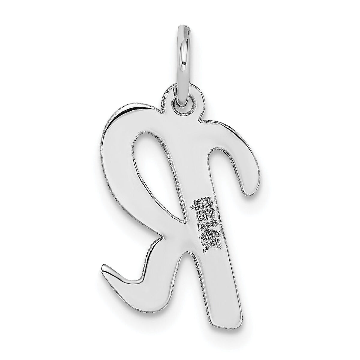 14k White Gold Medium Script Letter R Initial Charm-YC661R