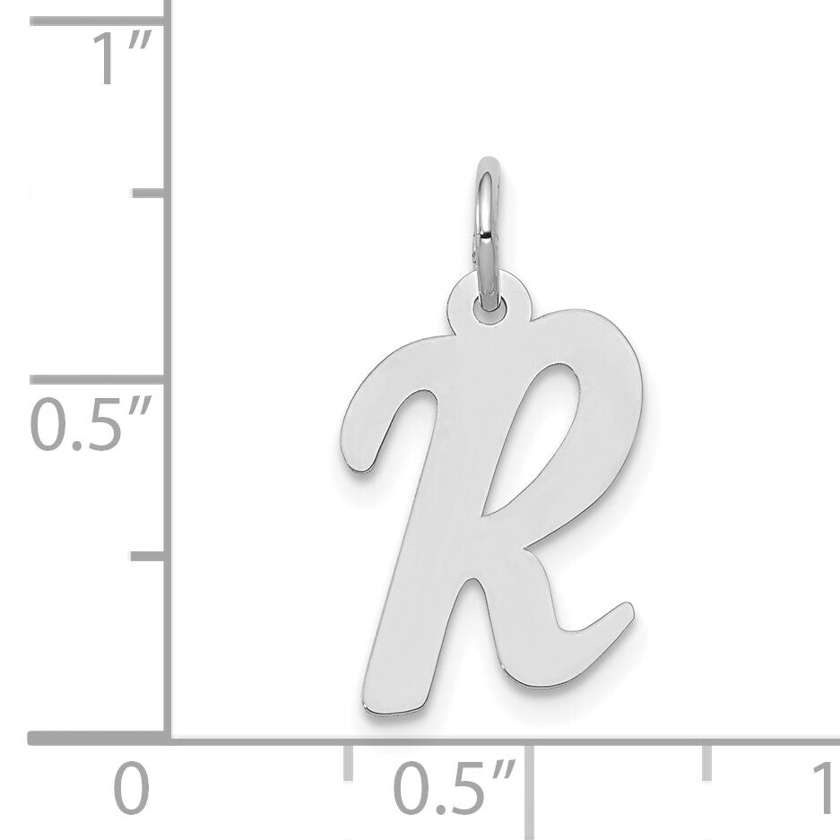 14k White Gold Medium Script Letter R Initial Charm-YC661R