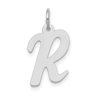 14k White Gold Medium Script Letter R Initial Charm-YC661R