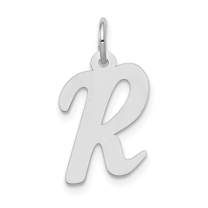 14k White Gold Medium Script Letter R Initial Charm-YC661R