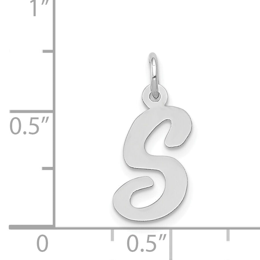 14k White Gold Medium Script Letter S Initial Charm-YC661S