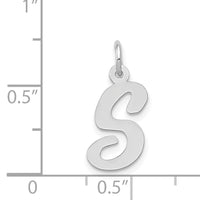 14k White Gold Medium Script Letter S Initial Charm-YC661S