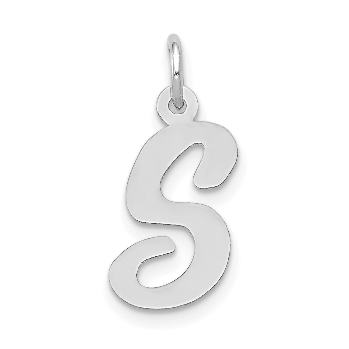 14k White Gold Medium Script Letter S Initial Charm-YC661S