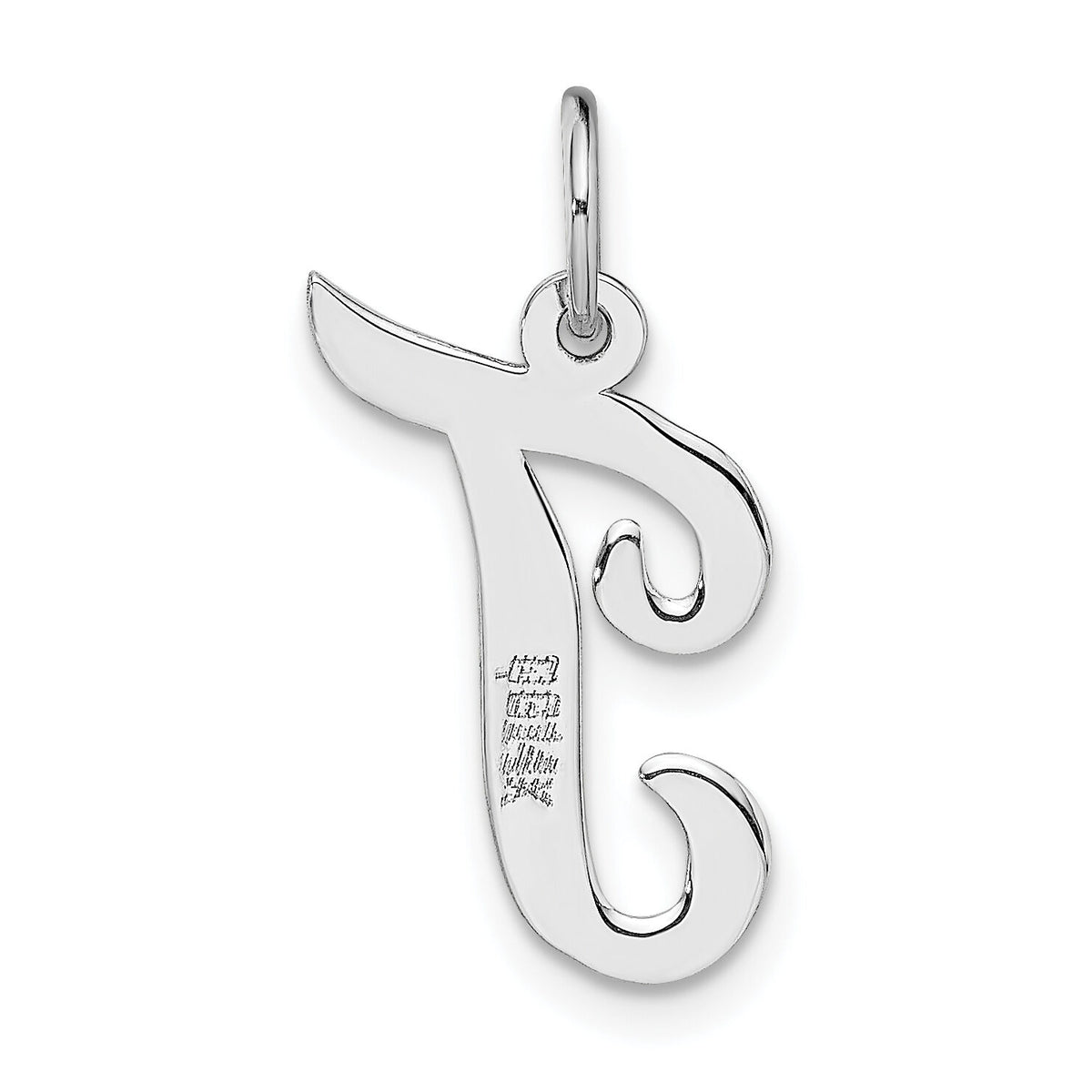 14k White Gold Medium Script Letter T Initial Charm-YC661T