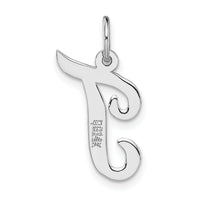 14k White Gold Medium Script Letter T Initial Charm-YC661T