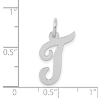 14k White Gold Medium Script Letter T Initial Charm-YC661T