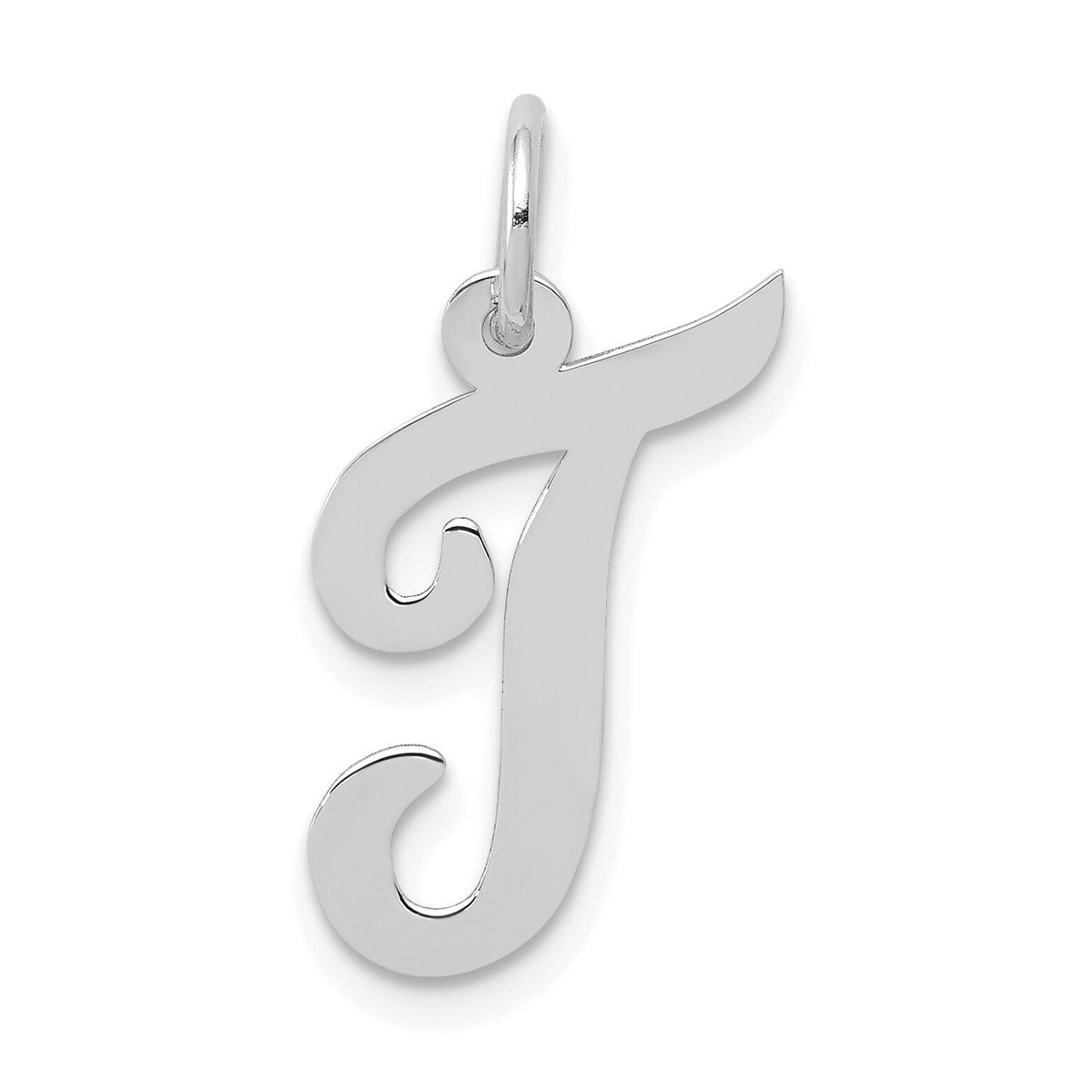 14k White Gold Medium Script Letter T Initial Charm-YC661T
