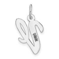 14k White Gold Medium Script Letter V Initial Charm-YC661V