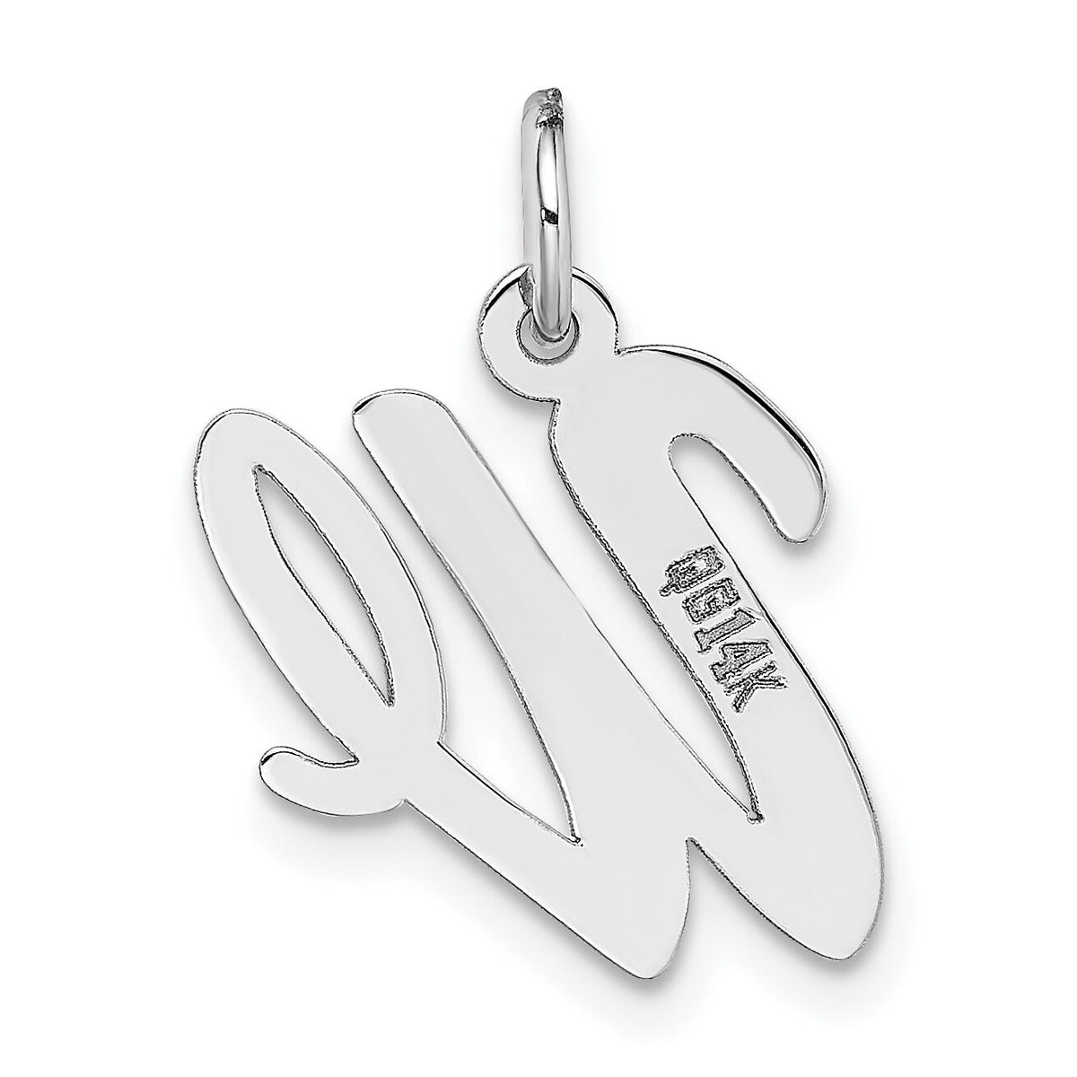14k White Gold Medium Script Letter W Initial Charm-YC661W