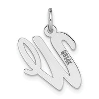 14k White Gold Medium Script Letter W Initial Charm-YC661W