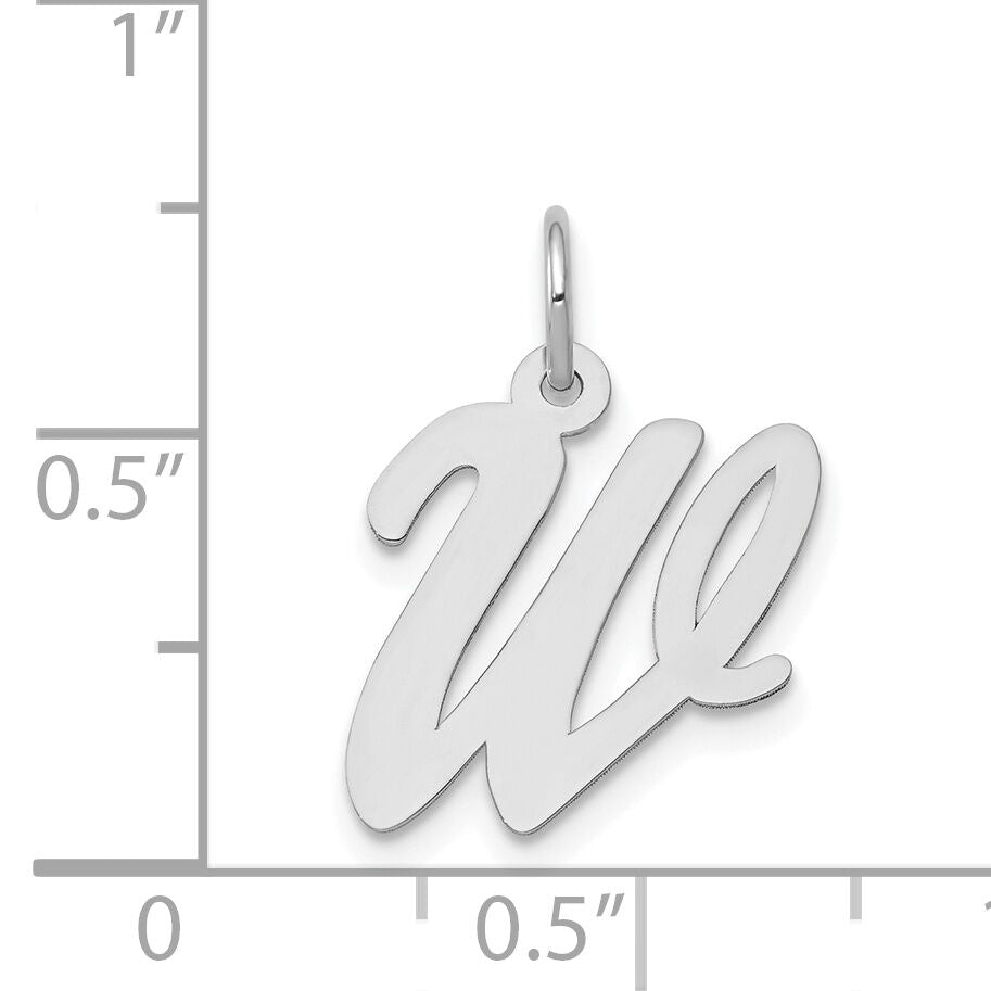 14k White Gold Medium Script Letter W Initial Charm-YC661W