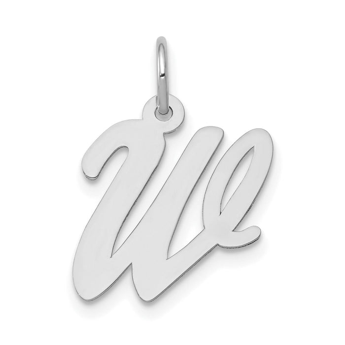 14k White Gold Medium Script Letter W Initial Charm-YC661W