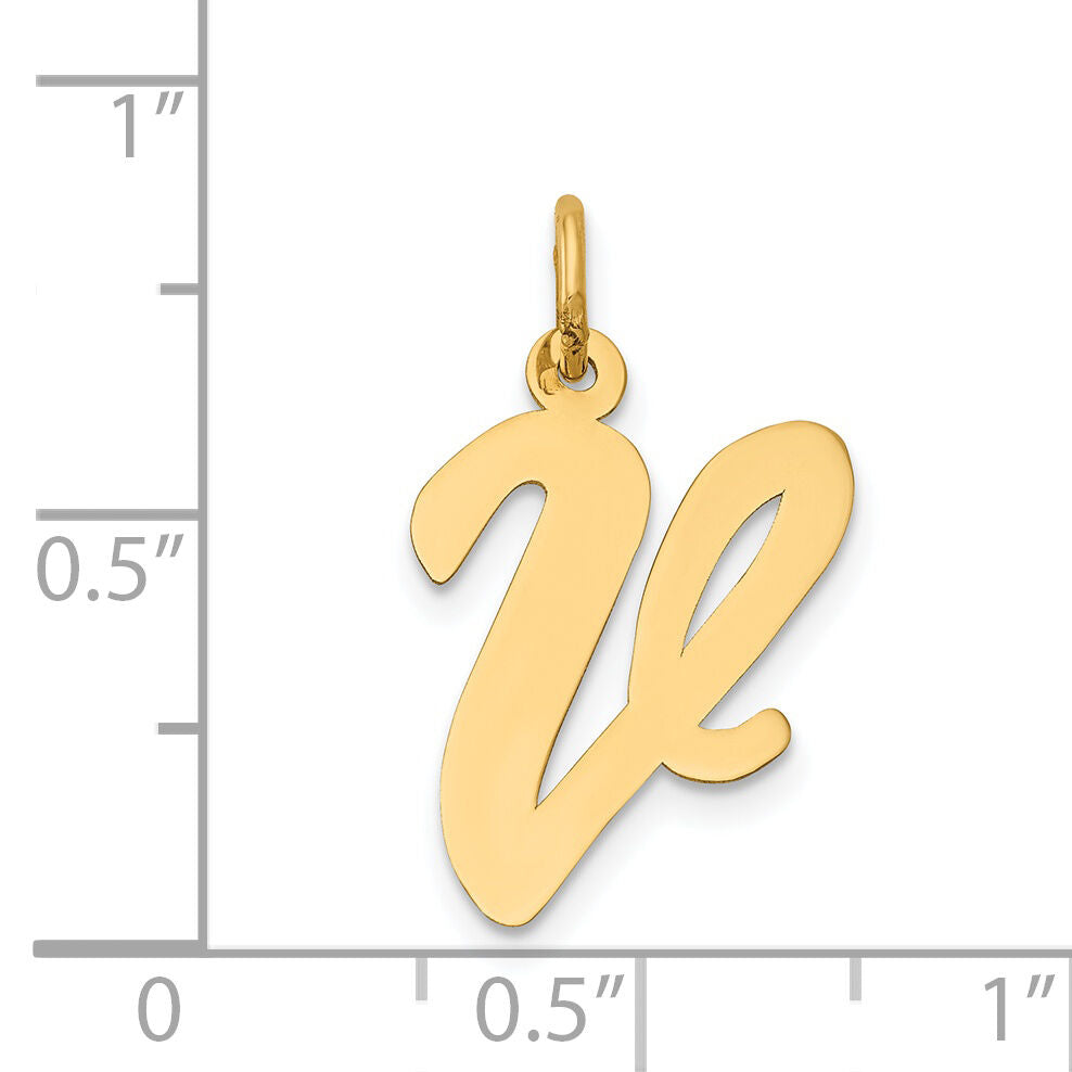 14k Large Script Letter V Initial Charm-YC662V