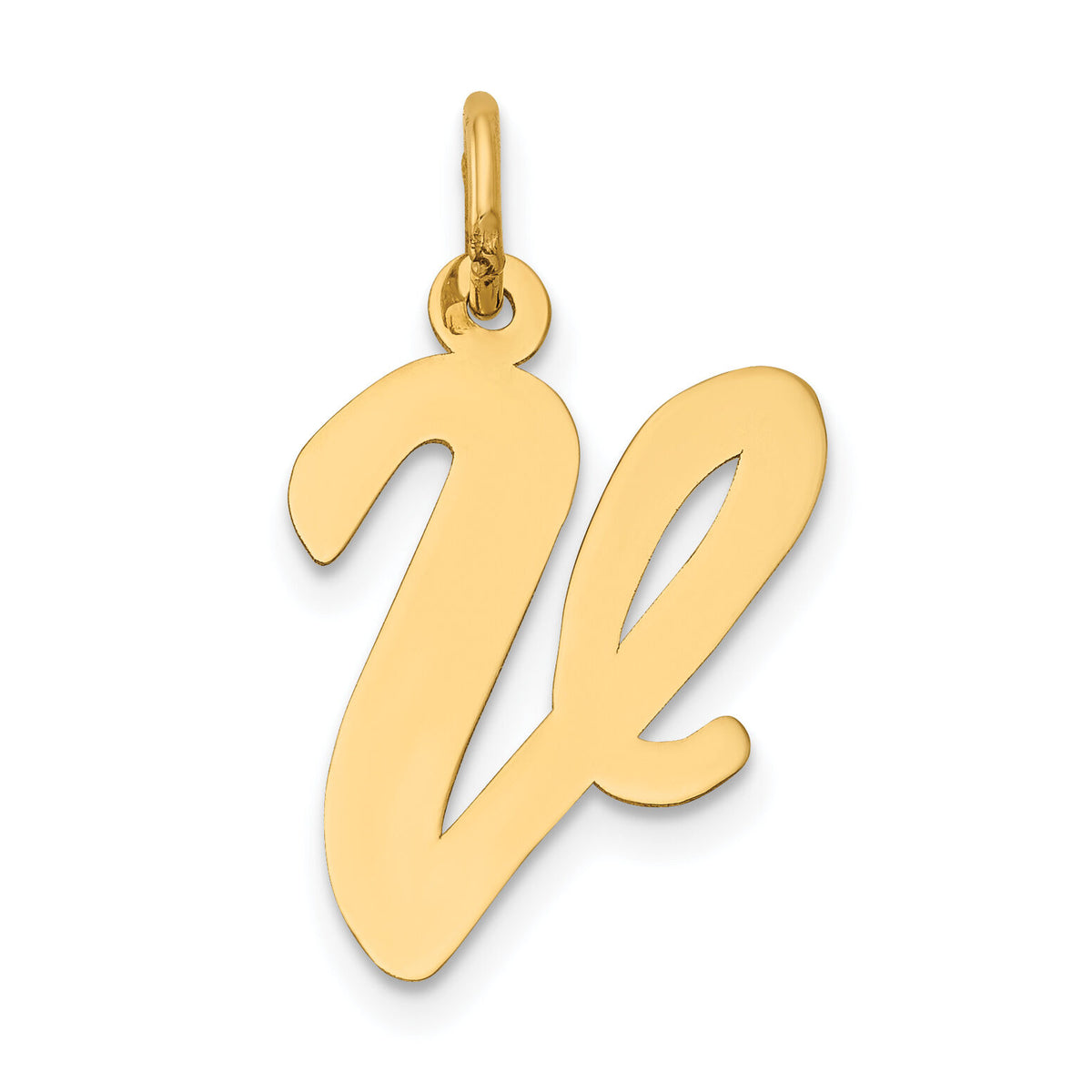 14k Large Script Letter V Initial Charm-YC662V