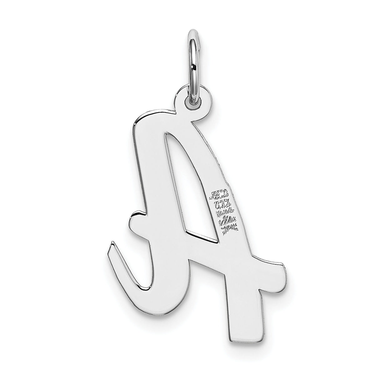 14k White Gold Large Script Letter A Initial Charm-YC663A