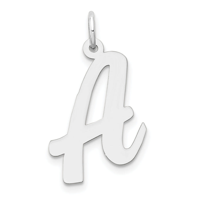 14k White Gold Large Script Letter A Initial Charm-YC663A