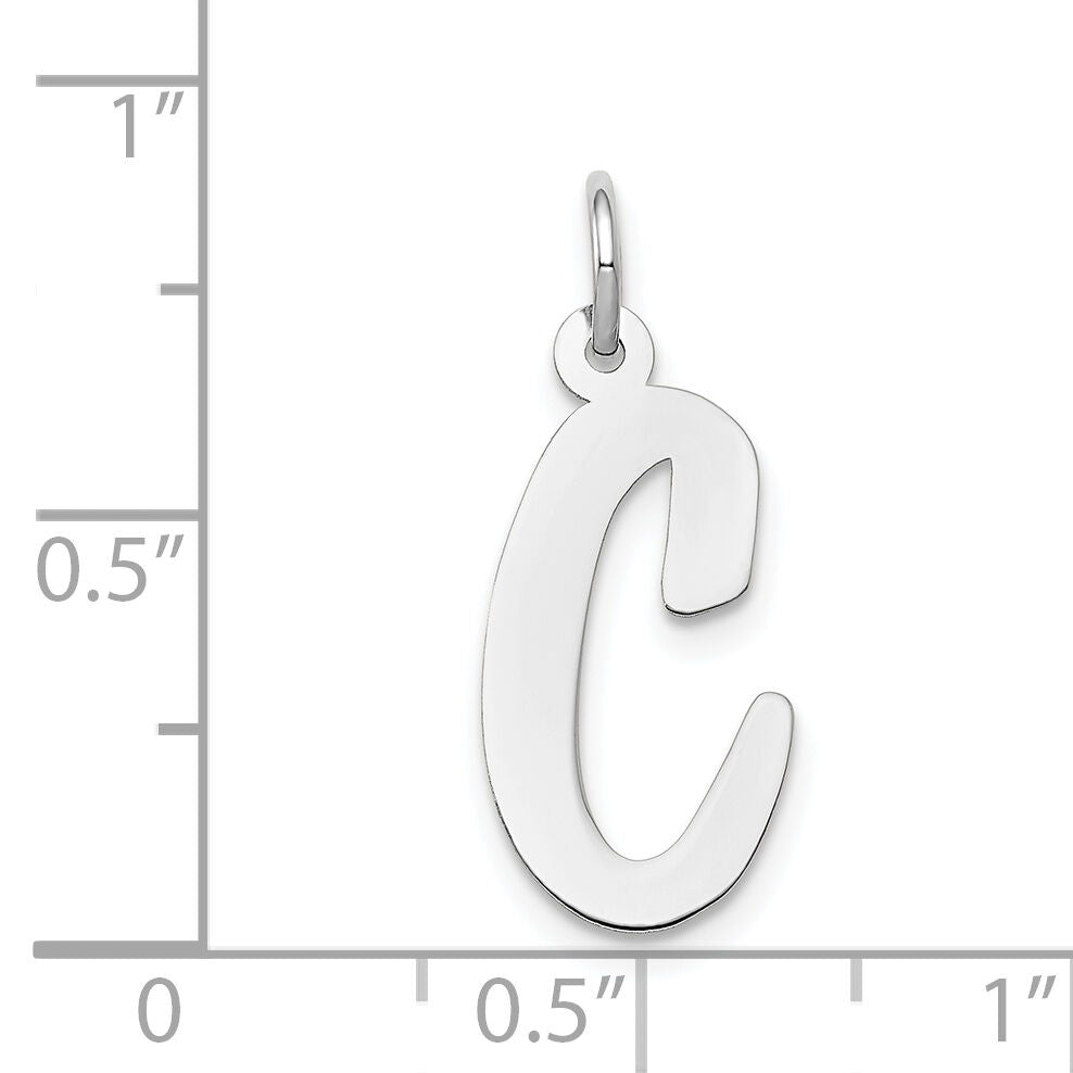 14k White Gold Large Script Letter C Initial Charm-YC663C