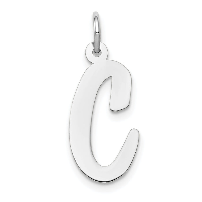 14k White Gold Large Script Letter C Initial Charm-YC663C