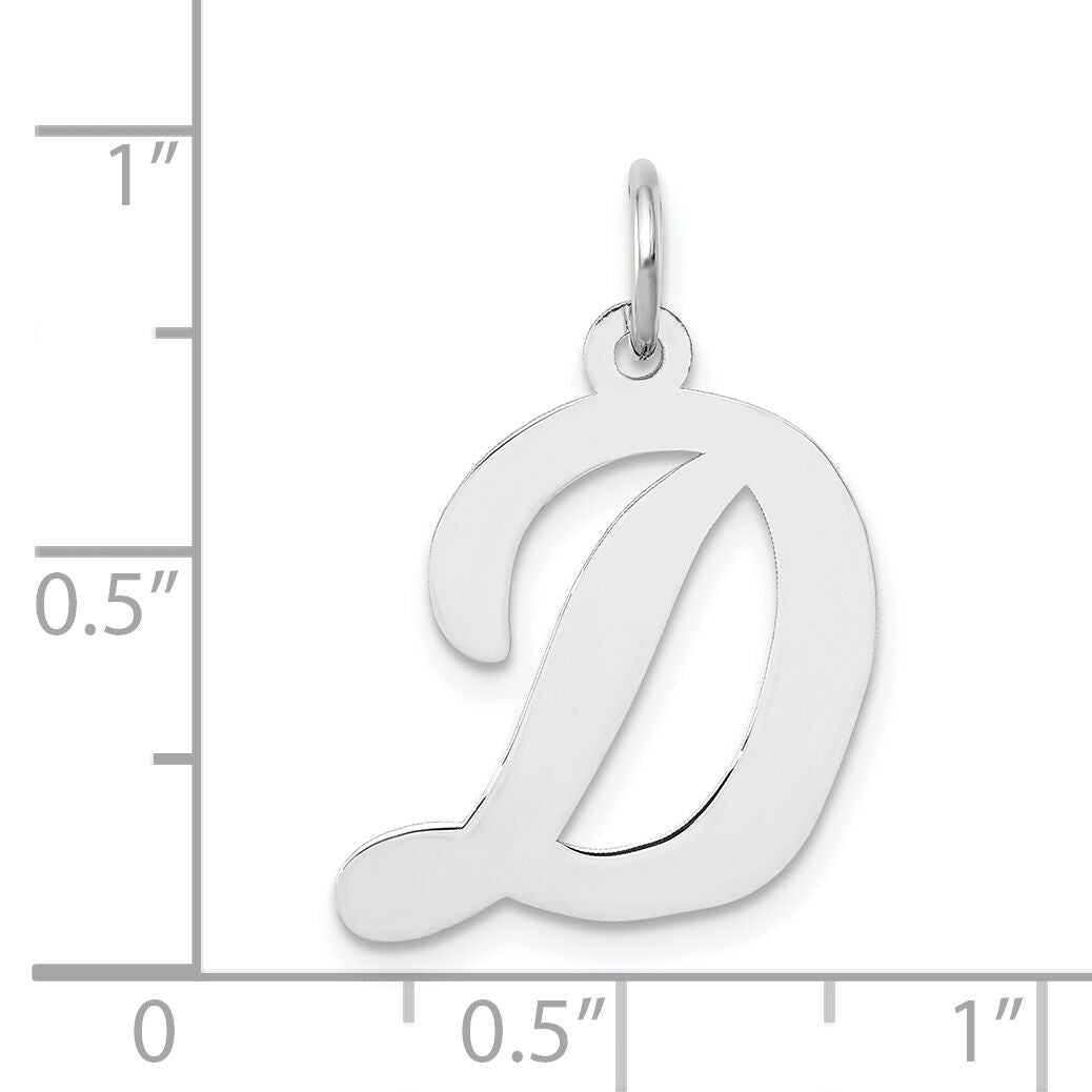 14k White Gold Large Script Letter D Initial Charm-YC663D