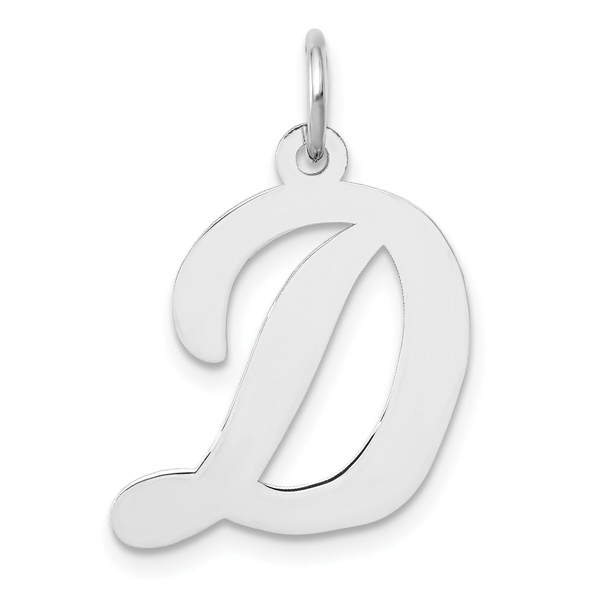 14k White Gold Large Script Letter D Initial Charm-YC663D