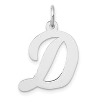 14k White Gold Large Script Letter D Initial Charm-YC663D